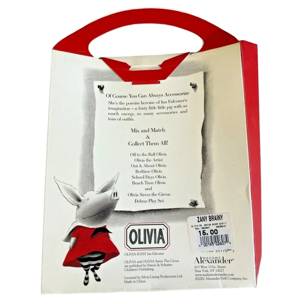 Madame Alexander Olivia The Pig Outfit Set Bed Time MIB Vintage 2002 Red Slipper